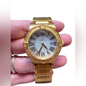 Invicta Women's 13959 Angel White Mother-Of-Pearl Dial Diamond Accented Watch